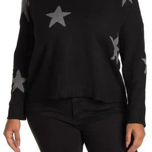 Black sweater with star pattern, plus size, 2x